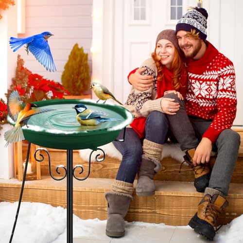 Heated Bird Bath, Lovppy 100W Thermostatically Controlled Heated Bird Baths for Outdoors Bird Bath Heater with Metal Stake, Heated Bird Bath for Outside Winter Garden Patio Yard Lawn (Green) - color: Green