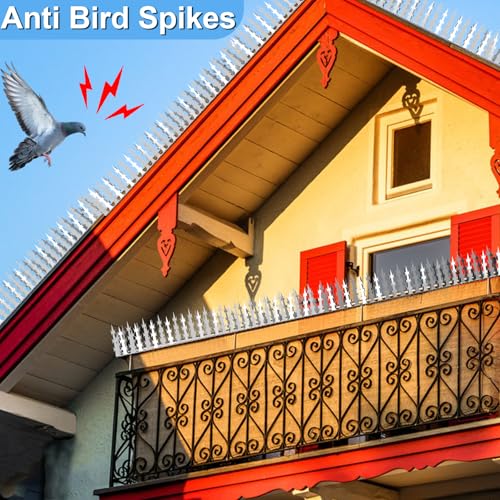 Bird Spikes Squirrel Proof Baffle for Bird Feeders, Avoid Climb Spikes for Outside, Fence, Garden, Tree, Roof, Deterrent Spikes for Squirrel, Raccoon, Pigeon, Cat, 79 Inch Stainless Steel Barb Spikes - size: 1.31FT*5 Bird Spikes