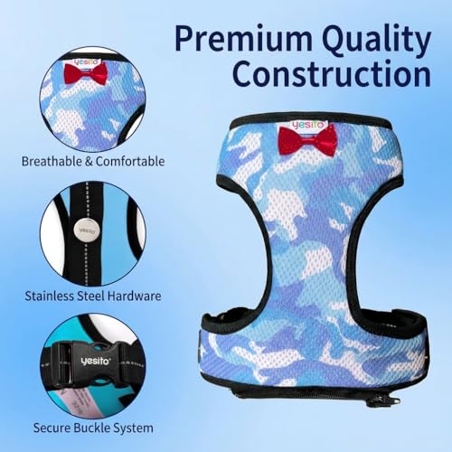 Premium Chicken Harness - Adjustable, Breathable, and Durable in Cool Camouflage Blue with Matching 5.4ft Leash for Happy Hens (Small, Camouflage Blue) - color: Camouflage blue, size: Small