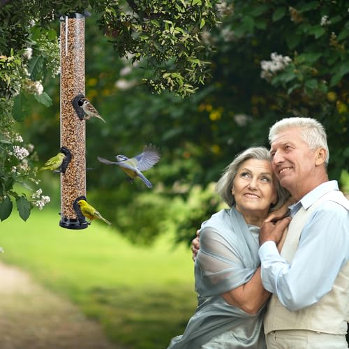 Backyard Expressions Tall Tube Bird Feeder - Durable Hanging Wild Bird Feeder for Wild Birds - 16" Tall, 4-Port Design - size: 16 In.