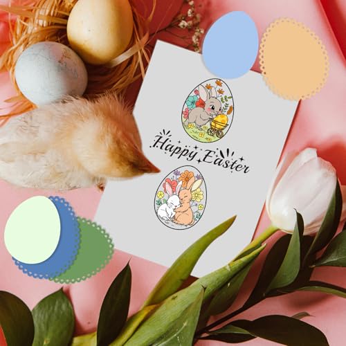 GLOBLELAND Happy Easter Bunny Eggs Clear Stamps and Metal Die Cuts Rabbit Egg Transparent Stamp Egg Frame Cutting Dies for Card Making Embossing Scrapbooking - style: Easter Bunny Egg