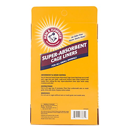 Arm & Hammer Super Absorbent Cage Liners for Guinea Pigs, Hamsters, Rabbits & Small Animals, Odor Control Cage Tray Liners for Wire or Mesh Grate Cages, Trim to Fit, 7 Count (Pack of 2) - size: 7 Count (Pack of 2)