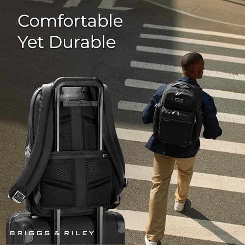 Briggs & Riley Medium Cargo Backpack for Women & Men - Laptop Backpack, For Work & Travel, Lightweight & Durable, Padded Straps, Fits up to 15" Laptop - @work Collection, Black - color: Black, size: Medium Cargo Backpack
