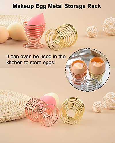 AKOAK 1 Pack Gold/Rose Gold Round Puff Storage Rack, Makeup Egg Drying Rack, Makeup Gourd Puff Sponge Display Beauty Tools - color: Rose gold