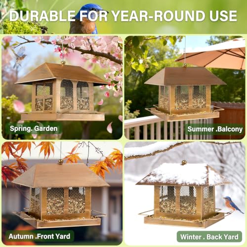 Bird Feeders 3.5LBS for Outdoors Hanging | fit for House Finches, American Goldfinches, Black-capped Chickadees, House Sparrows, Pine Siskins, Chipping Sparrows so on - size: 3.5LBS