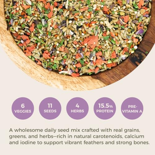 Freeze-Dried Chop & Seeds for Parakeet | Low Fat Food with Beta-Carotenoids, Calcium & Iodine | All Natural for Budgies & Small Parrots | Feather & Bone Health (2 lbs)