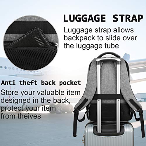 Laptop Backpack,Business Travel Anti Theft Slim College Backpack | Water Resistant Durable Computer Bag Gift for Women & Men Fits 15.6 Inch Laptop and Notebook - Grey - color: Grey, size: 15.6 Inch, style: Laptop