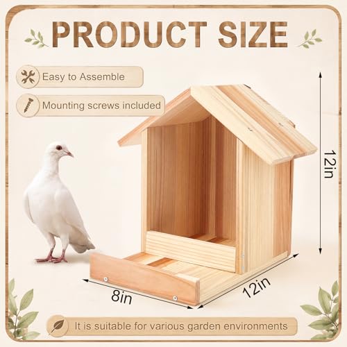 Novabright 12 Inch Large Dove Nesting Box Carbonized Weatherproof Wooden Nesting Box for Mourning Doves Outdoor Roosting Bird Nest for Cage Birdhouse Garden Decor Compatible(Natural Wood Color) - color: Natural Wood Color