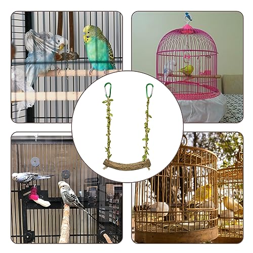 Bird Swing Stand Bird Perch Stand Parrot Rope Swing Hanging Toy Cage Toys Training Stand Holder Exercise Stand Bird Chewing Toy for Lovebird, Budgie Conure Finches Lovebird Cockatiel, 7.9 x 7.1 Inch