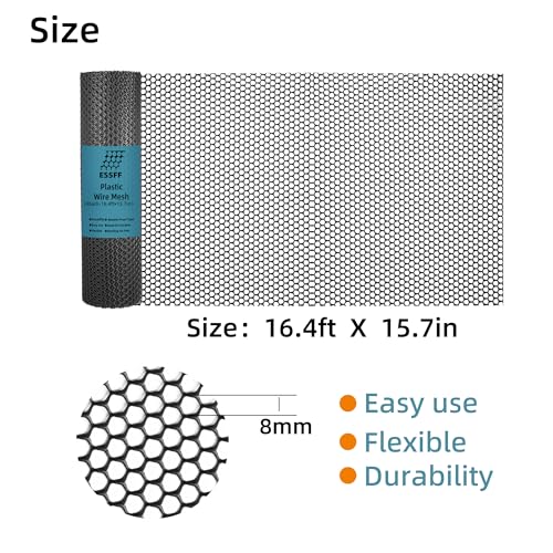 Pet & Garden Safeguard - 15.7IN x 16.4FT Roll - Black Plastic Netting, Multi-Use Decorative Fencing for Poultry, Dogs, Rabbits,Chicken and Snake Barrier - color: Black-16.4FT×15.7IN