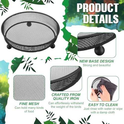 Nuogo 4 Pcs Ground Bird Feeder Tray 7 Inches Platform Bird Feeder for Outside Metal Squirrel Feeders Rust Resistant Mesh Seed Tray Garden Yard Decoration for Outdoor Wild Dove(Round) - style: Round