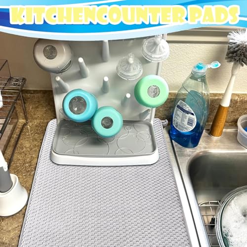3 Pack Microfiber Dish Drying Mat,24 x 17 inch Super Absorbent Drying Pad,Large Size Dish Drying Mat for Countertops,Sinks,Draining Racks,Gray - size: 3 PCS 24 x 17 inch