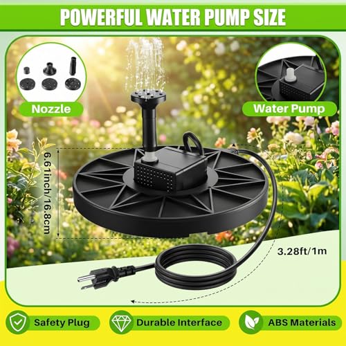 Relaxweex 70w Electrical Bird Bath Fountain with Submersible Heated Water Pump Pipe Insulation Tape Cord Cover for All-season Outdoor Birdbath, Wild Birds, Chicken Poultry Tank(70w,With Fountain Pump)