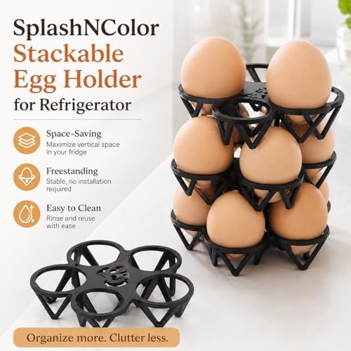 Stackable Egg Holder for Refrigerator – Space-Saving Fridge Egg Storage Rack | Countertop Egg Organizer Tray | Compact Vertical Design for Kitchen