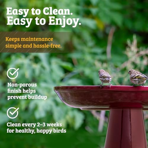 Birds Choice Ohio Stoneware Pedestal Bird Bath | 22in x 17in | Blue | Weather-Resistant Glazed Ceramic Clay, Stable Locking Top, Suits Outdoor Gardens and Patios - color: Summer Blue