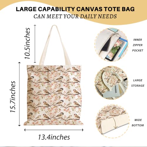 Cartoon Canvas Tote Bag, Gifts for Women Men Birthday Christmas Reusable Tote Shoulder Bag for Grocery Shopping 01 - color: Bird 640