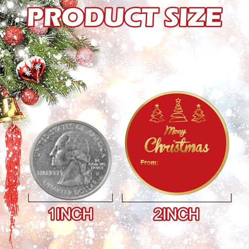 Louise Maelys 500 Pcs Christmas Stickers,2 Inch Merry Christmas | Round Gold Foil Writable Labels for Gift Bags, Treat Bags, Envelopes, Party Favors, Bakery Packaging, Holiday Decorations - color: Merry Christmas