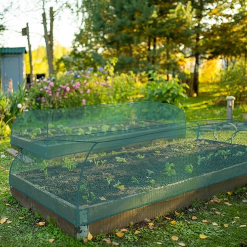Qualirey 6 Pack Garden Netting for Raised Beds, 59" x 28" x 18" Mesh Plant Covers with Drawstring for Garden Protection, Bird Netting Barrier Screen for Protecting Vegetables Fruits Flowers Crops