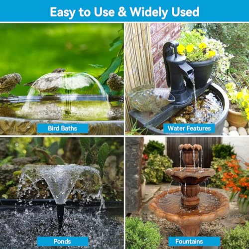 Solar Fountain Pump with 3600mAh Battery Backup, 8W Solar Powered Bird Bath Fountain with Dry-run Protection & Double-layer Nozzles 5Ft Tubing for Pond, Bird Bath, Backyard Water Feature - size: 8W Fountain