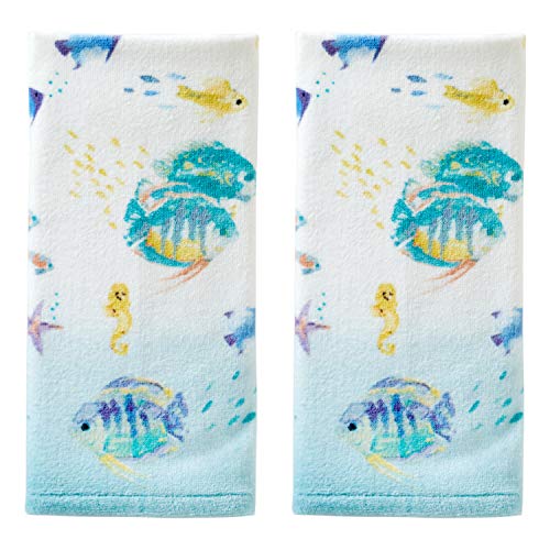 SKL Home Ocean Watercolor Hand Towel, Multi (2-Pack) - color: Ocean Watercolor (Multi), style: Hand Towel Set