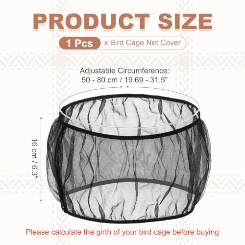 Bird Cage Seed Catcher, Bird Cage Net Cover Seeds Guard, Universal Birdcage Accessories, Black, Circumference 19.7"-31.5", Height 6.3" for Parrot Cockatiel Enclosures - color: Black, size: Circumference 19.7"-31.5", height 6.3"
