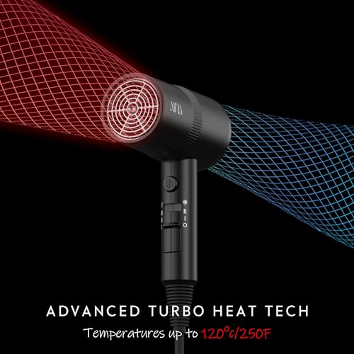 AINA Hair Dryer with Diffuser,Comb Full-Featured Blow Dryer 110V(Black) | 3 Heat/2 Speed;Cold shut button;Lightweight;Compact Size;High Temp;Low Airflow;Same Results;Less Expense - color: Vader Black, size: 4 Piece