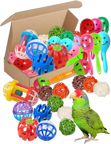 20-Pack Bird Toys for Parakeets, Budgies | Colorful Cage Accessories with Bells, Chewing Fun, 1.6 in - 5.5in - size: 1.6'' - 5.5''
