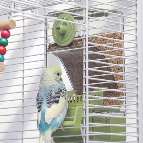 Automatic Bird Feeder, Bird Cage Feeder with Perch for Parakeet Canary Cockatiel Finch (Blue) - color: Blue