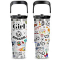 Soccer Gift for Women & Girls - 30oz Insulated Stainless Steel Tumbler with Handle, Cute Leak-Proof Water Bottle for Players, Fans - Great for Games, Practice, Christmas & Birthdays - color: Soccer1