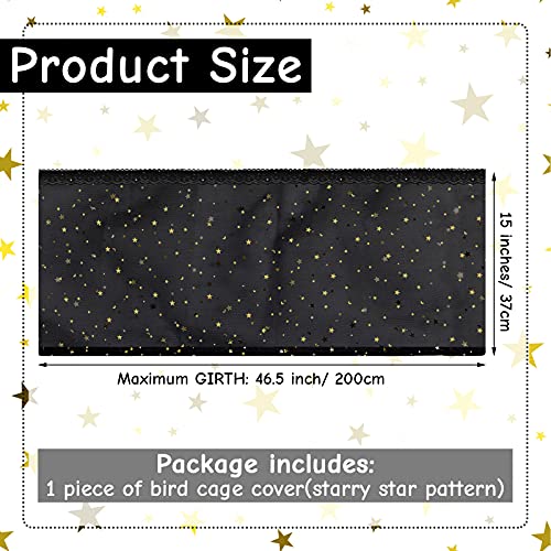 Shappy Large Bird Cage Cover Birdcage Nylon Mesh Net Cover Seed Feather Catcher Twinkle Star Universal Birdcage Cover Bird Seed Guard Skirt for Parakeet Macaw African Round Square Cage (Black, L)