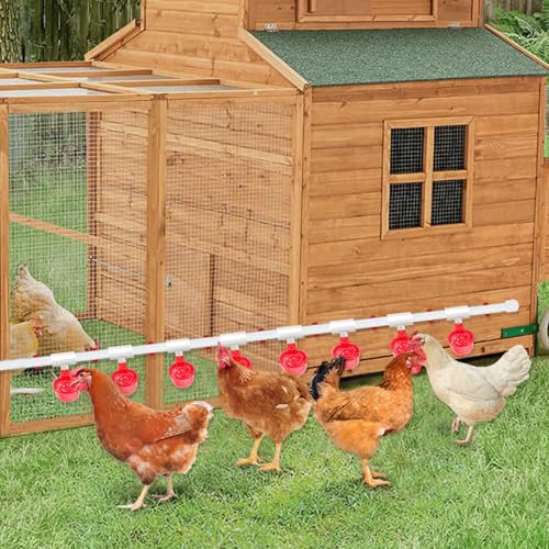Automatic Chicken Waterer System, Complete PVC Pipeline Watering Kit | 45PCS Leak-proof Set with Chicken Cups, Float Valve & Garden Hose, Ideal Chicken Coop Accessories, No Bucket Included