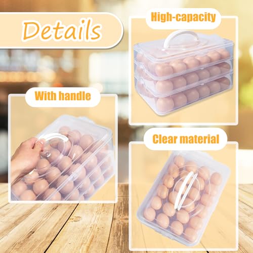 Jgalnim 3 Layer Deviled Egg Trays Containers with Lid,Plastic Refrigerator Egg Carrier with Handle for 72 holes,Clear Storage Platter for Portable Devil Egg,Easter Thanksgiving - style: 3 layer 72eggs