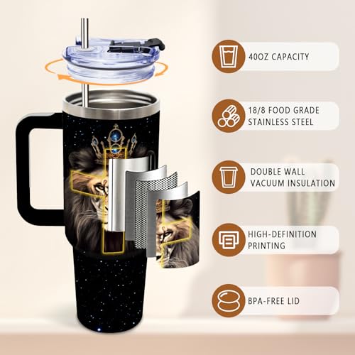 DUUV Faith over Fear Tumbler 40oz, Insulated Christian Gifts for Women Man | Lion Cross Tumbler Leakproof, Religious Inspirational Gift for Man Son, Let Your Faith Be Bigger Than Your Fear, 1 Pack - color: Lion Faith