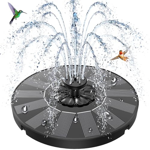 SZMP Solar Fountain 2026 Upgrade, Solar-Powered Bird Bath Fountain with 4 Fixed Rods & 7 Nozzles for Garden, Pond, Pool, and Patio – No Battery Required, Attracts Hummingbirds & Wildlife - color: Black