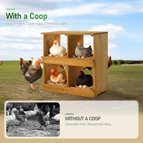 Outvita Nesting Boxes for Chickens 4 Compartments, Wood Chicken Nesting Box Wall Mount, Versatile Use Nest Box for Chicken Coop, Easy to Assemble for Chicken, Hens, Ducks - color: 4 Compartments