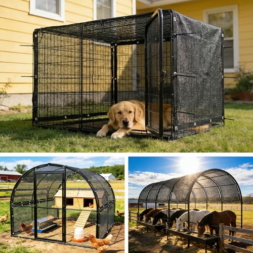 Amgo 6' x 14' Black Dog Kennel Shade Cover, 90% UV Block Shade Cloth, Mesh Tarp with Grommets for Dog Playpen, Dog Pen, Dog Run, Dog Crate, Fence Privacy Screen (We Make Custom Size) - color: Black, size: 0 6' x 1 4' Standard Size
