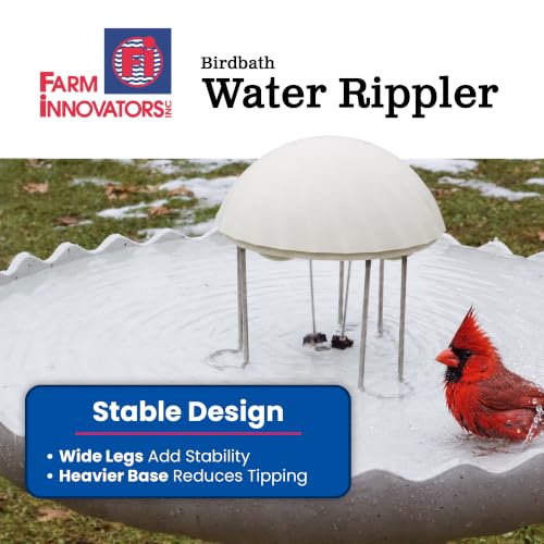 Farm Innovators Birdbath Water Rippler Agitator | Creates ripples to reduce stagnant water, attract birds and discourage mosquito breeding, battery-powered