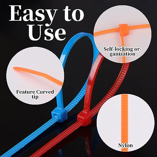 1200 Pieces Zip Ties, 4 Inch Multi-Purpose Assorted Colored Self-Locking Nylon Cable Zip Ties in 12 Different Colour for Home Office Garden Garage and Workshop,Chicken Leg Bands
