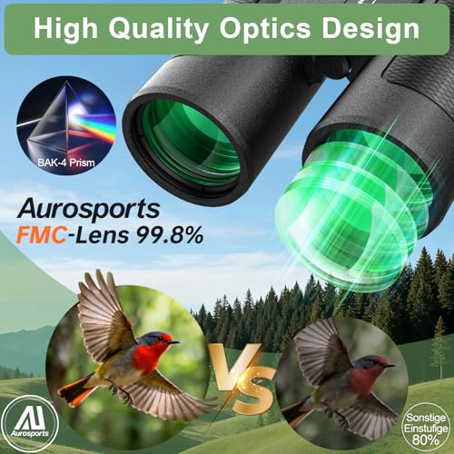 15x42 Binoculars for Adults High Powered for Bird Watching Cruise Ship | FMC BAK4 Optics for Wide HD View, Portable Lightweight Binoculars for Hunting Traveling, Easy Focus with Phone Adapter