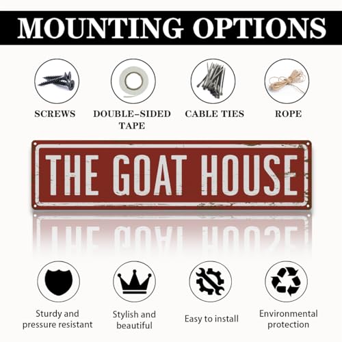 Rustic Goats House Metal Sign, Funny Goat House signs, Retro Metal Tin Sign, Wall Decor Art, Farmhouse Decor, Goat Pen Decor, Backyard Goats Gift 15.8x4 Inch - color: Farmhouse 03