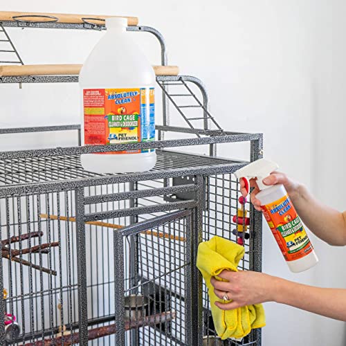 Absolutely Clean Amazing Bird Cage Cleaner and Deodorizer - Just Spray/Wipe - Safely & Easily Removes Bird Messes Quickly and Easily - Made in The US - Fragrance Free - 128oz Gallon - style: 1 Gallon (Pack of 1)
