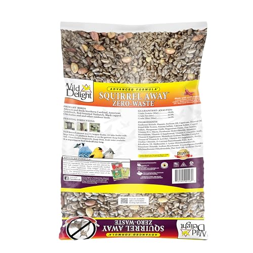 Wild Delight Advanced Formula Squirrel Away Zero Waste Wild Bird Food 5 lb | No fillers, premium ingredients, real chili peppers, zero-waste formula, wild bird feed for songbirds, deters squirrels - size: 5 Pound (Pack of 1), style: Squirrel Away 5lb