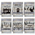 Boyiee Set of 6 Camping Kitchen Towels Happy Camper Tea Towels | Absorbent Farmhouse Dish Towels with Funny Sayings 24 x 16 Inches Camping Hand Towels for Rv Campers Lovers Gifts Accessories - color: Rustic
