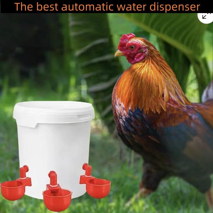 Professional Chicken Waterer Cups, 8pcs Large Chicken Water Feeder, Automatic Chicken Water Dispenser, Poultry Drinker Set, Solution for Various Poultry Watering with Matching Drill