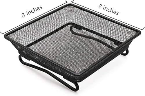 2 Pack 8" x 8" Railing Bird Feeder Tray for Balcony/Deck/Porch Platform Bird Seed Tray with 2 Elastic Rope Ground Mesh for Garden Backyard Outside Wild Birds or Squirrels