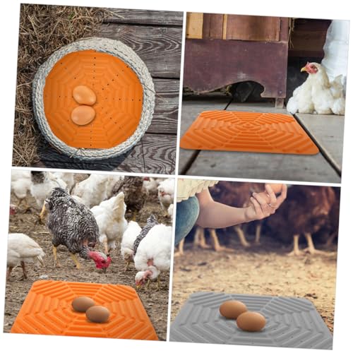 Angoily 2pcs Washable Chicken Coop Nesting Pads Lightweight Silicone Bedding Mats for Nesting Boxes Durable and Easy to Clean Chicken Cage Floor Protection Gray Orange