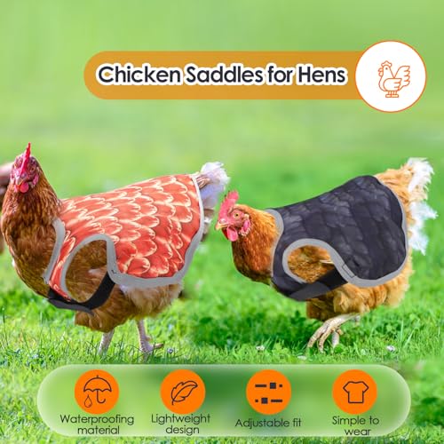 Rosvola Chicken Saddles for Hens, Chicken Apron Back Protector, Chicken Hen Mating Saddle with Adjustable Strap for Poultry Hens Duck Geese