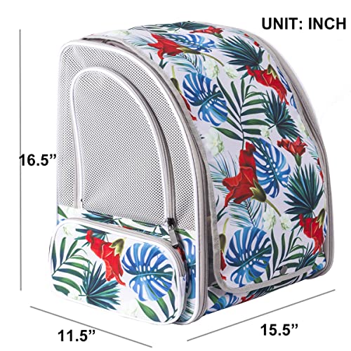 Bird Travel Carrier Backpack with Wooden Stand Perch, Small to Medium Bag to Carry Parrot Parakeet Conure Cockatiel (Multi-Colored, Bird Backpack) - color: Multi-Colored