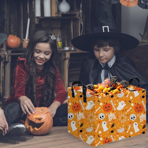 Rectangular Halloween Basket,Trick or Treat Basket for Boys and Girls,Waterproof collapsible storage box,Halloween Decor,Gift box(Pumpkin Halloween) - color: Pumpkin Halloween
