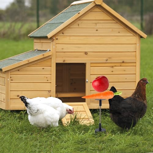 Spring Chicken Treat Toys – Wobbly Vegetable Feeder with Ground Stake for Hens, Ducks & Poultry | Interactive Coop Enrichment with Metal Fork & Spring